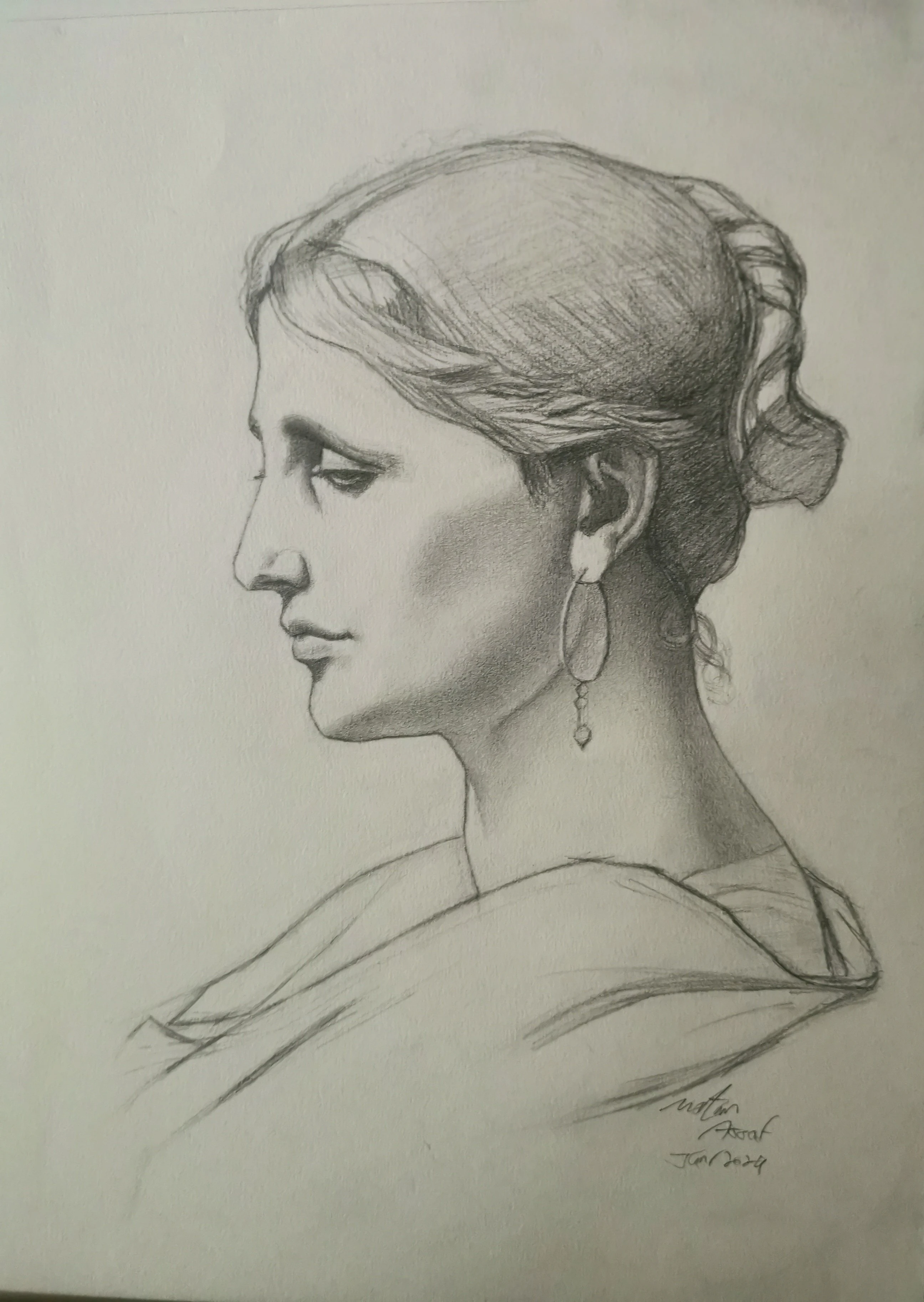 Academic pencil drawing A Roman Woman Charles Bargue